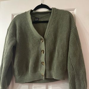 Gap button front cardigan in sage green